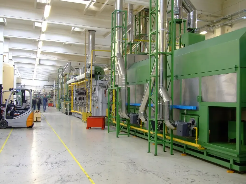 A factory production line producing identical items
