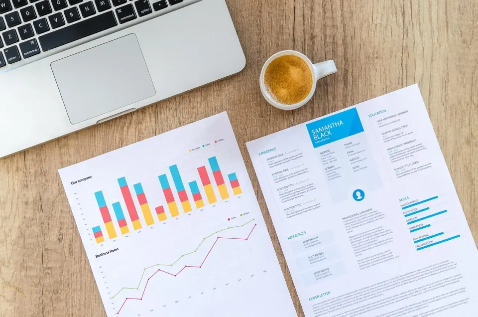 A financial line chart and graph showing data trends